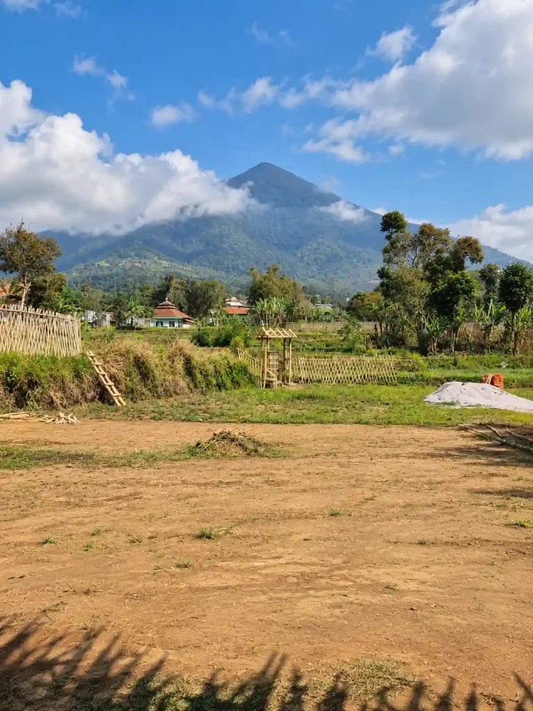 Mount Cikuray seen from the rural landscape around Ardara Lodge