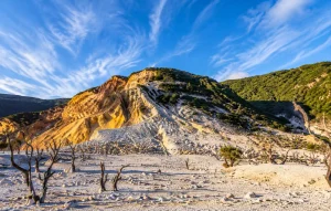 Illustrative volcanic landscape, not a photograph of Papandayan